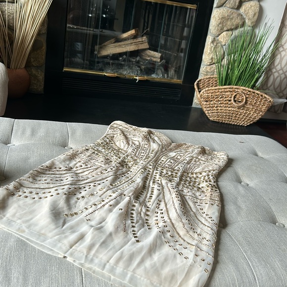 H&M Dresses & Skirts - H&M Creme Sequenced Strapless Mini Dress Size 12